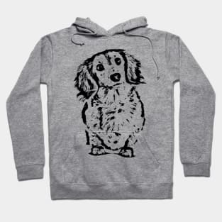 Long Haired Dachshund Sketch Hoodie